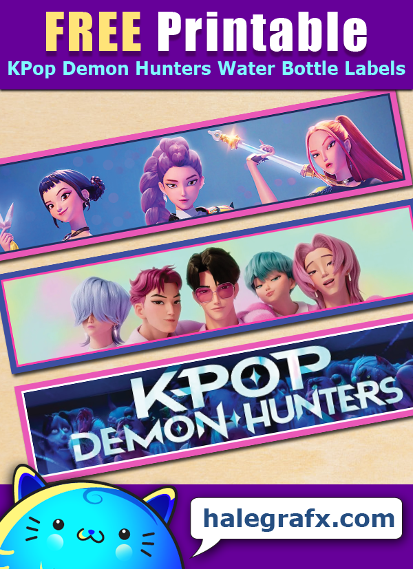 Free Printable KPop Demon Hunters Themed Water Bottle Labels Free Printable KPop Demon Hunters Themed Water Bottle Labels
