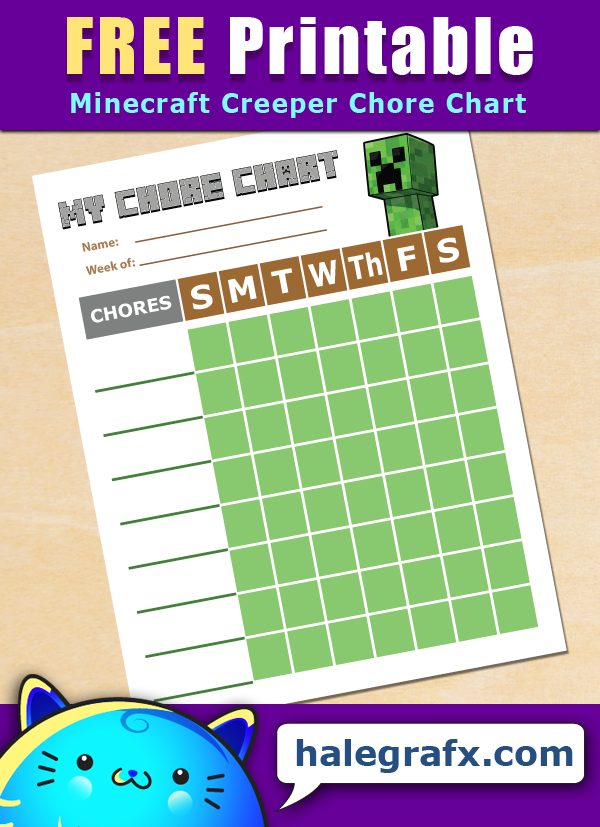Free Printable Minecraft Creeper Chore Chart Free Printable Minecraft Creeper Chore Chart