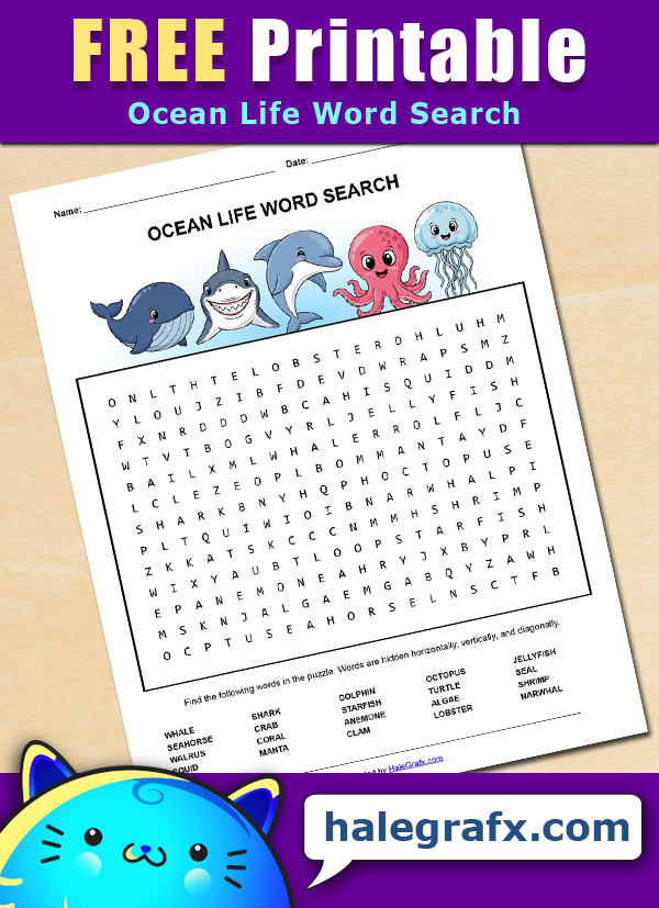FREE Printable Ocean Life Word Search FREE Printable Ocean Life Word Search
