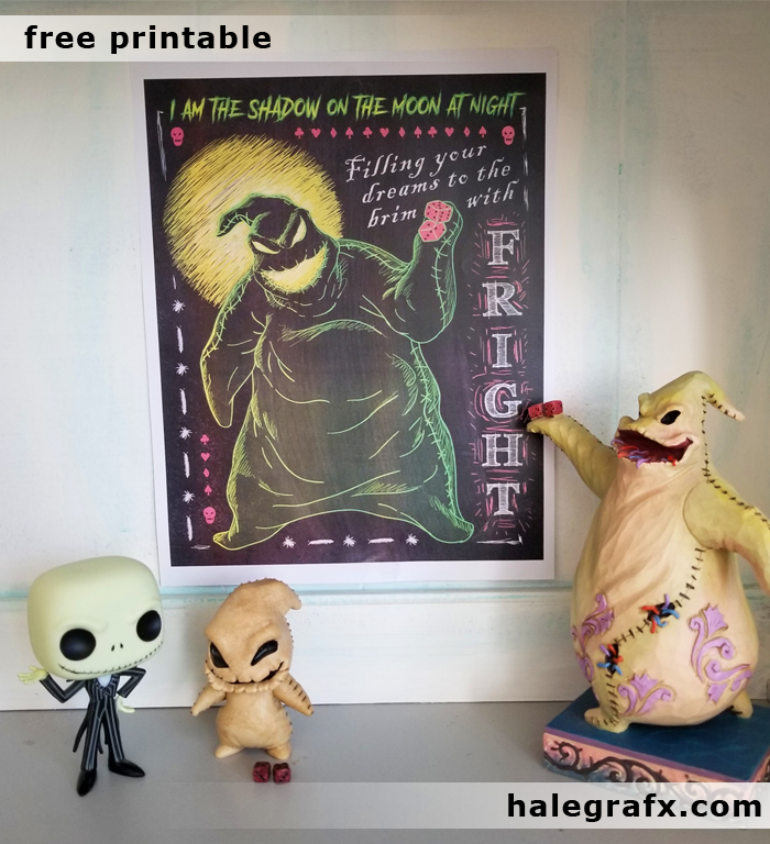 FREE Printable Halloween Nightmare Before Christmas Oogie Boogie Chalkboard Art FREE Printable Halloween Nightmare Before Christmas Oogie Boogie Chalkboard Art