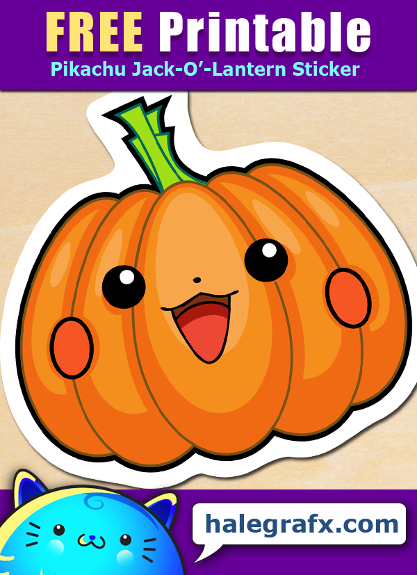 FREE Printable Pikachu Jack-O'-Lantern Sticker FREE Printable Pikachu Jack-O'-Lantern Sticker