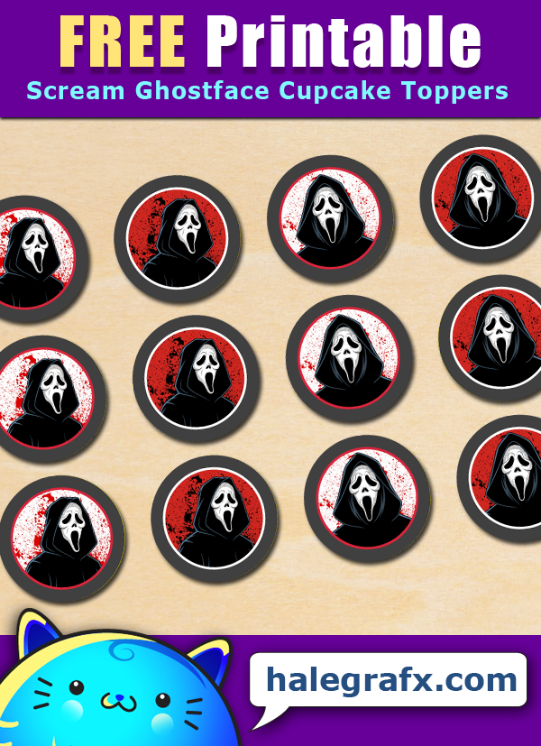 Free Printable Scream Ghostface Cupcake Toppers Free Printable Scream Ghostface Cupcake Toppers