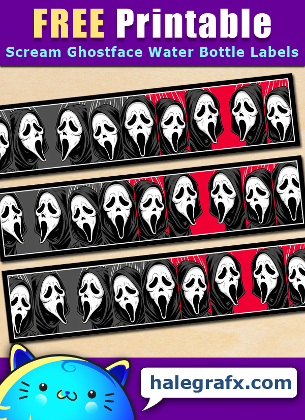 Free Printable Scream Ghostface Themed Water Bottle Labels Free Printable Scream Ghostface Themed Water Bottle Labels