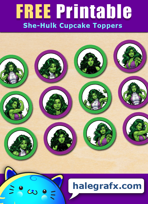 Free Printable She-Hulk Cupcake Toppers Free Printable She-Hulk Cupcake Toppers