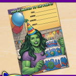 FREE Printable She-Hulk Birthday Invitation