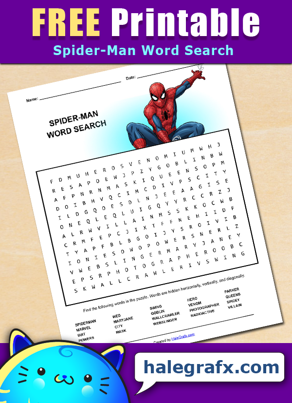 FREE Printable Spider-Man Word Search FREE Printable Spider-Man Word Search