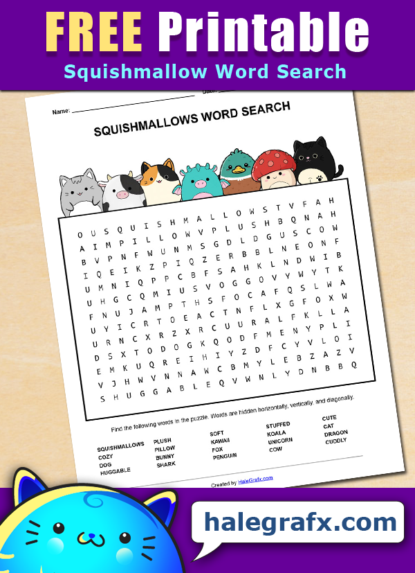 FREE Printable Squishmallow Word Search FREE Printable Squishmallow Word Search