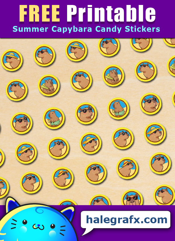 FREE Printable Summer Capybara Hershey's Kisses Stickers FREE Printable Summer Capybara Hershey's Kisses Stickers