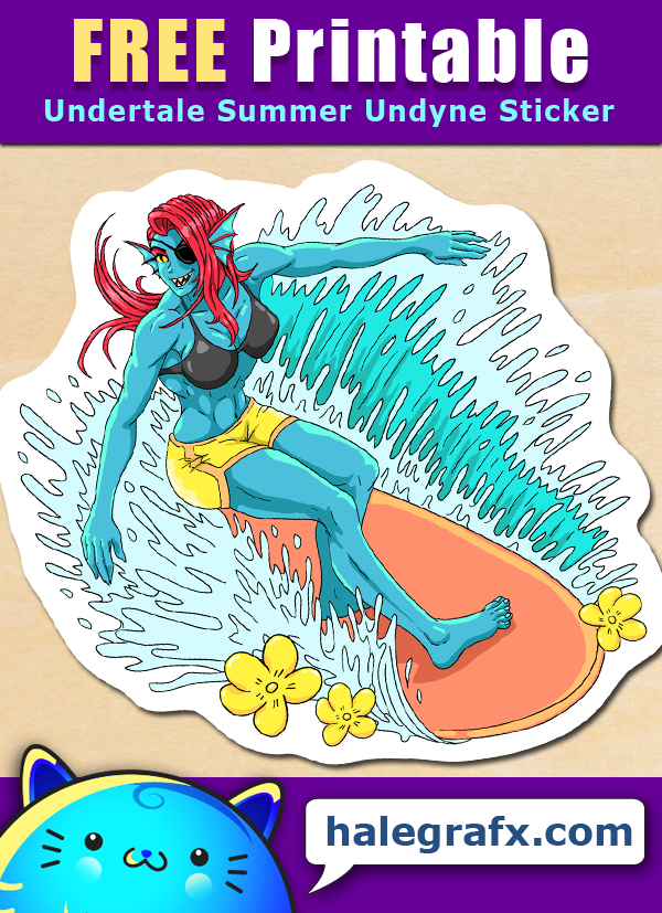 FREE Printable Undertale Summer Undyne Sticker FREE Printable Undertale Summer Undyne Sticker