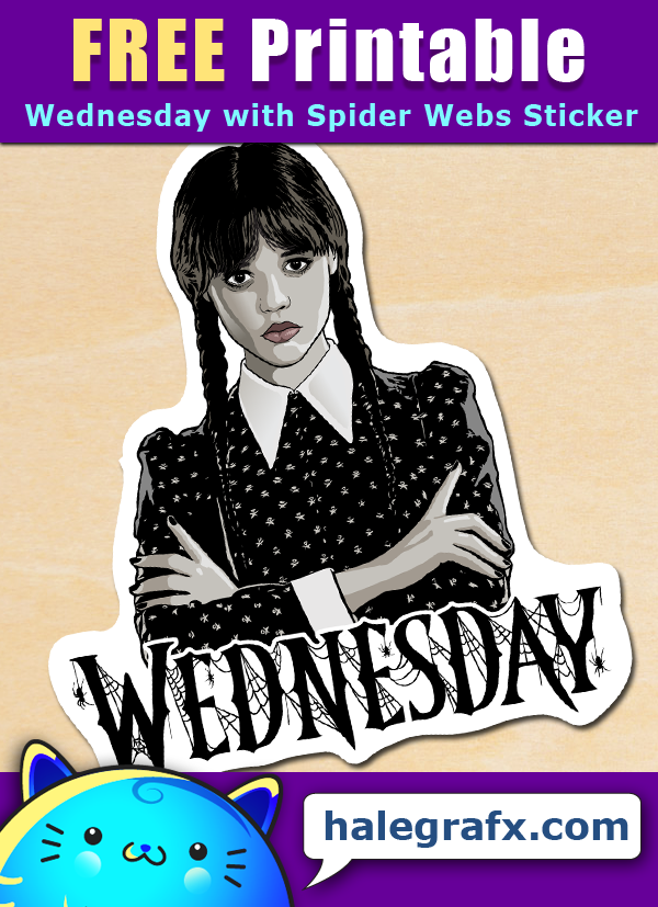 FREE Printable Wednesday with Spider Webs Sticker FREE Printable Wednesday with Spider Webs Sticker